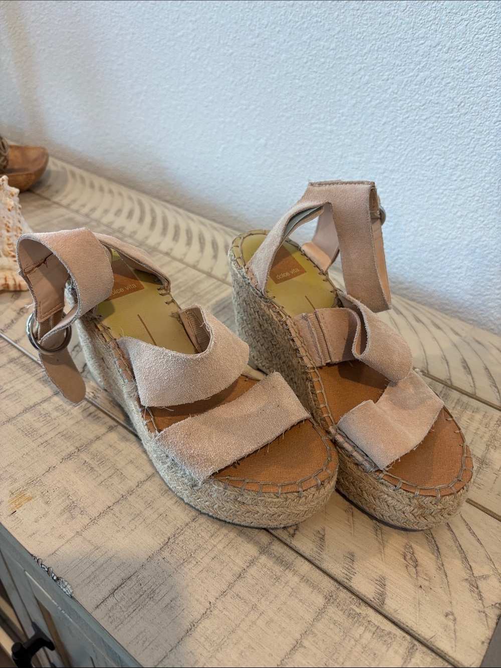 Dolce vita Blush Pink Suede Wedge Espadrilles